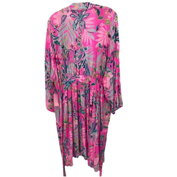 Lilly Pulitzer Tropical Multicolor Robe Sz L/XL Relaxed Fit Intimates Floral - Picture 1 of 3